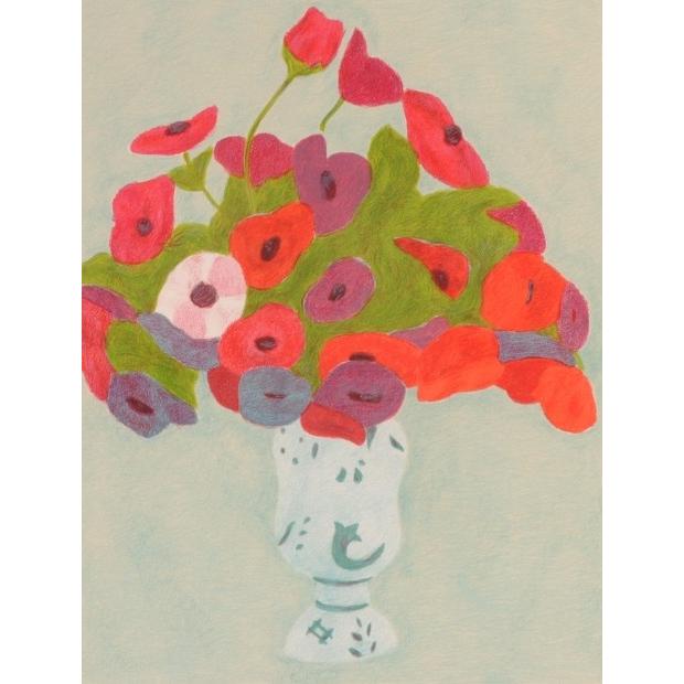花 絵画 アネモネ リトグラフ 版画 ピエール・ボンコンパン 「花瓶