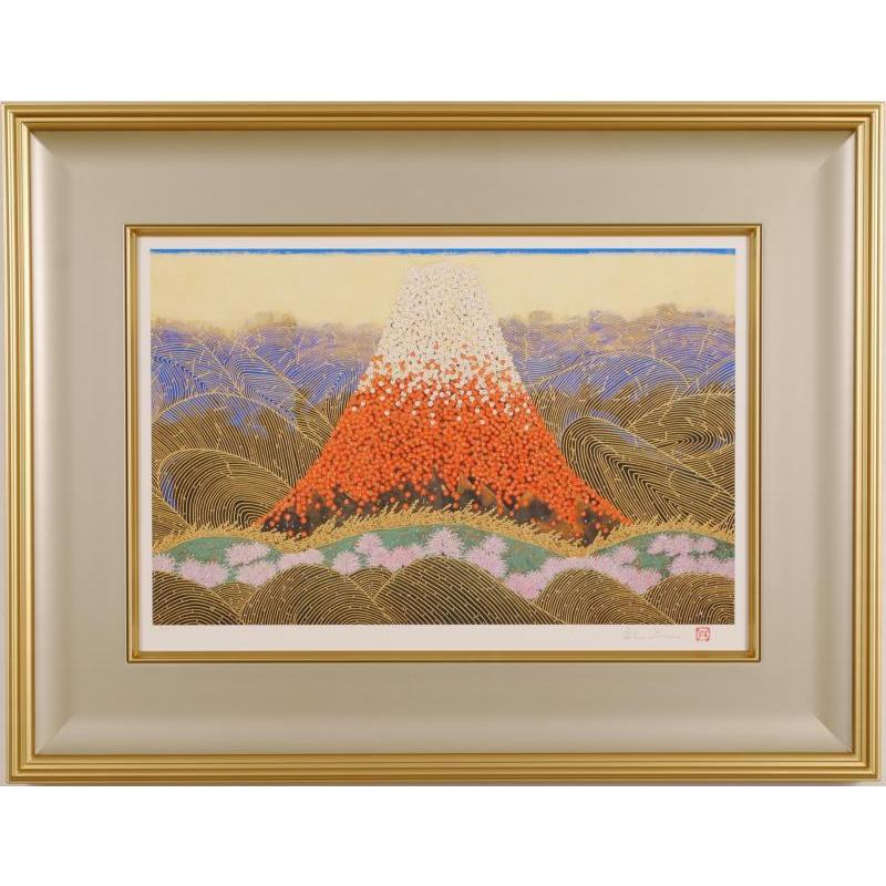 赤富士 絵画 富士山 梅 花 桜 波 絵 和風 インテリア プレゼント