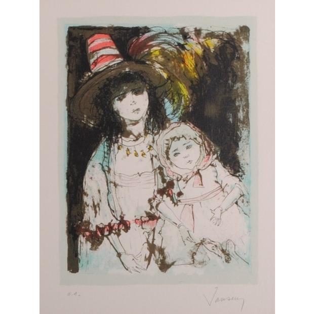 ジャン・ジャンセン 絵画 静物画 リトグラフ 版画 「二つの人形」 額