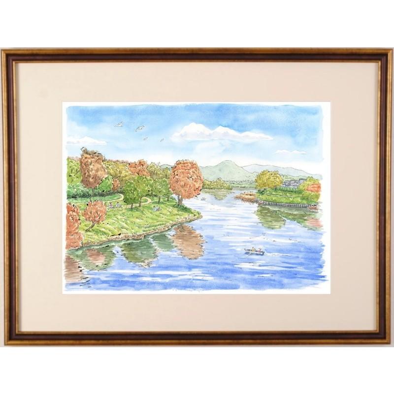 熊本 風景画 絵画 江津湖 版画 ジークレー インテリア プレゼント 新築