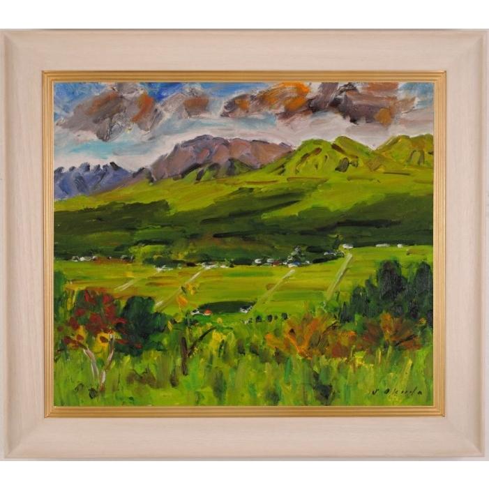 阿蘇 風景画 絵画 熊本 油絵 奥田省一 「阿蘇盛夏」 額付き : アート