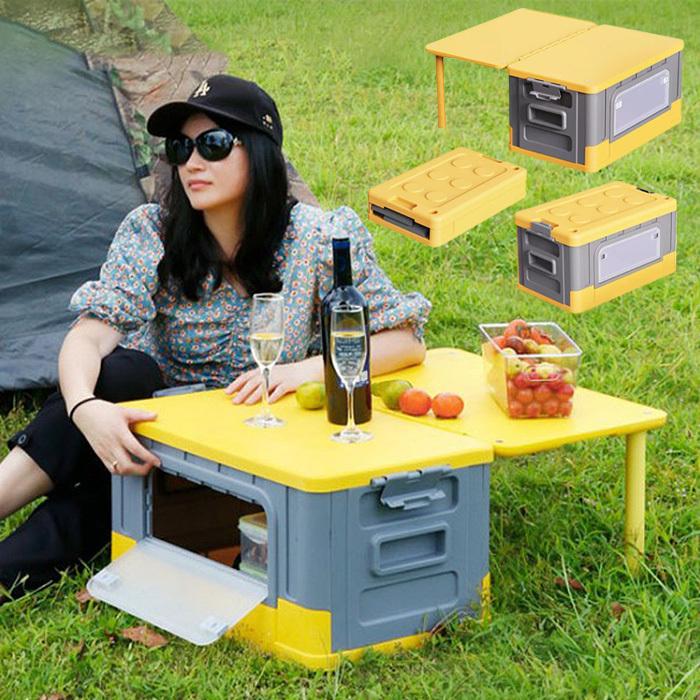 コンテナボックス 68L テーブル付き 収納ボックス###机付コンテナYYX