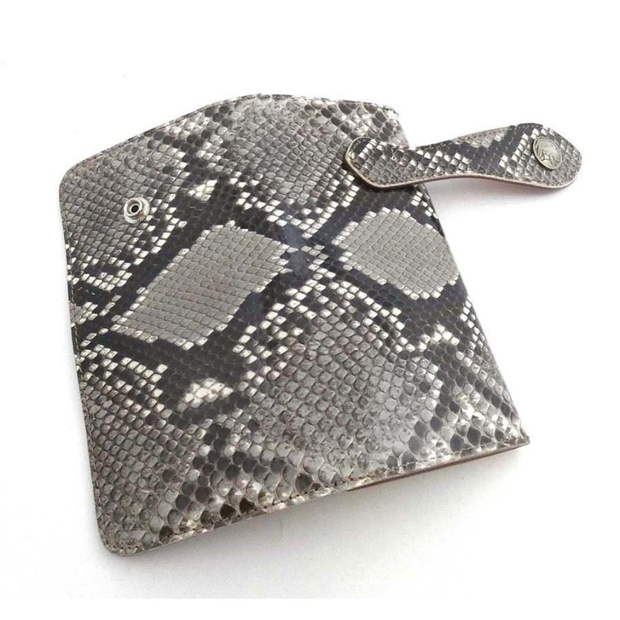 二つ折り長財布 パイソンレザー メンズ財布 レディース財布 バイカーズ
