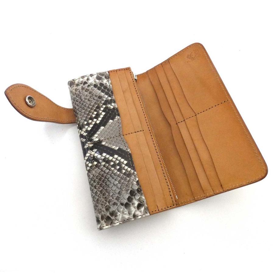 二つ折り長財布 パイソンレザー メンズ財布 レディース財布 バイカーズ