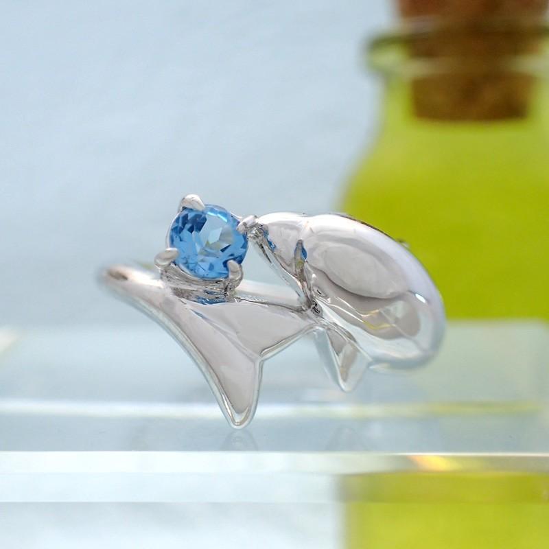 シルバー925・日本製 天然石ドルフィンリング・ブルートパーズ S-7BT