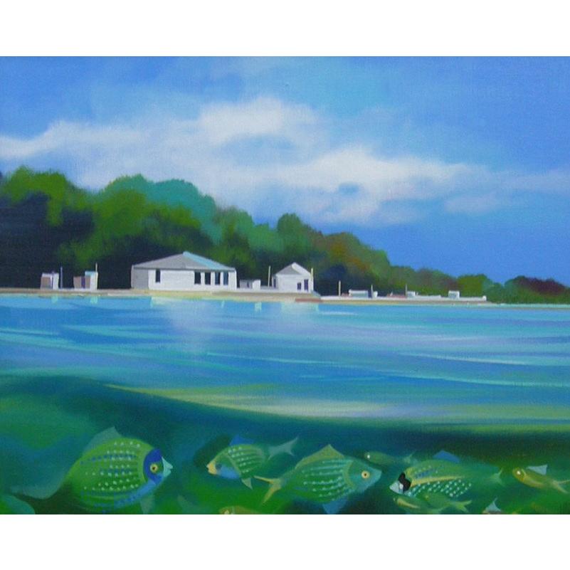 絵画 油絵 竹内敏彦 肉筆油絵 グリーンの輝き F12 送料無料 : アート