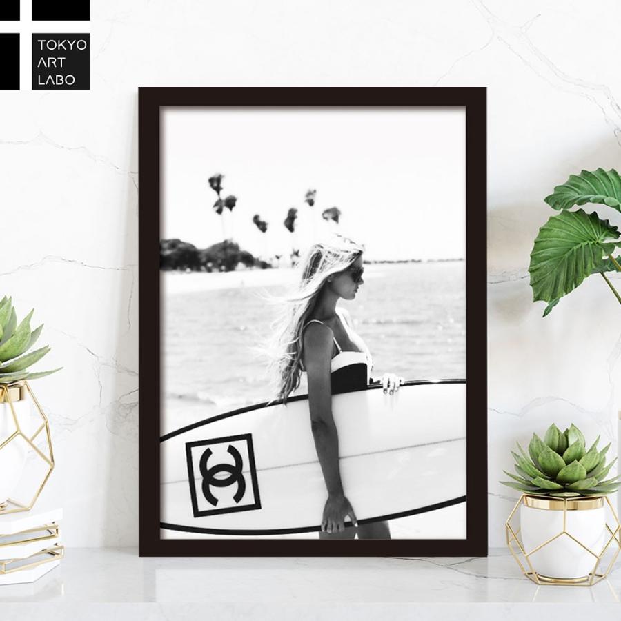 アートポスター ブランド 額入り A4 サーフガール ココ シャネル