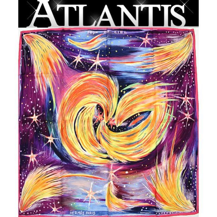 HERMES（エルメス） カレ90『FEUX DU CIEL 天の火』大判スカーフ 赤紫