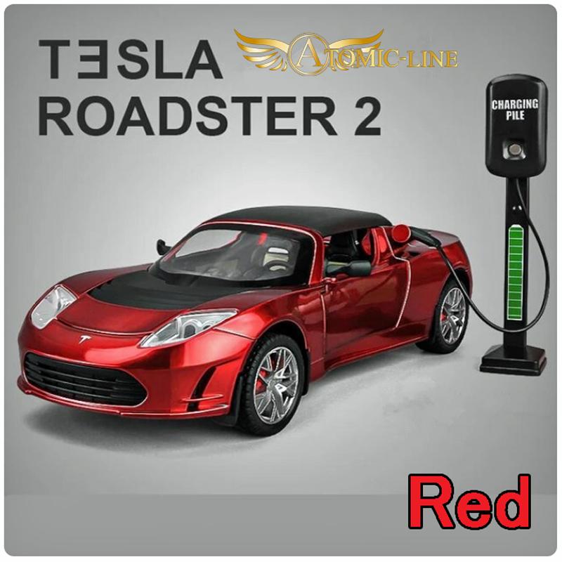 テスラ TESLR ロードスター 1/24 ミニカー 全4色 ライト点灯 エンジン