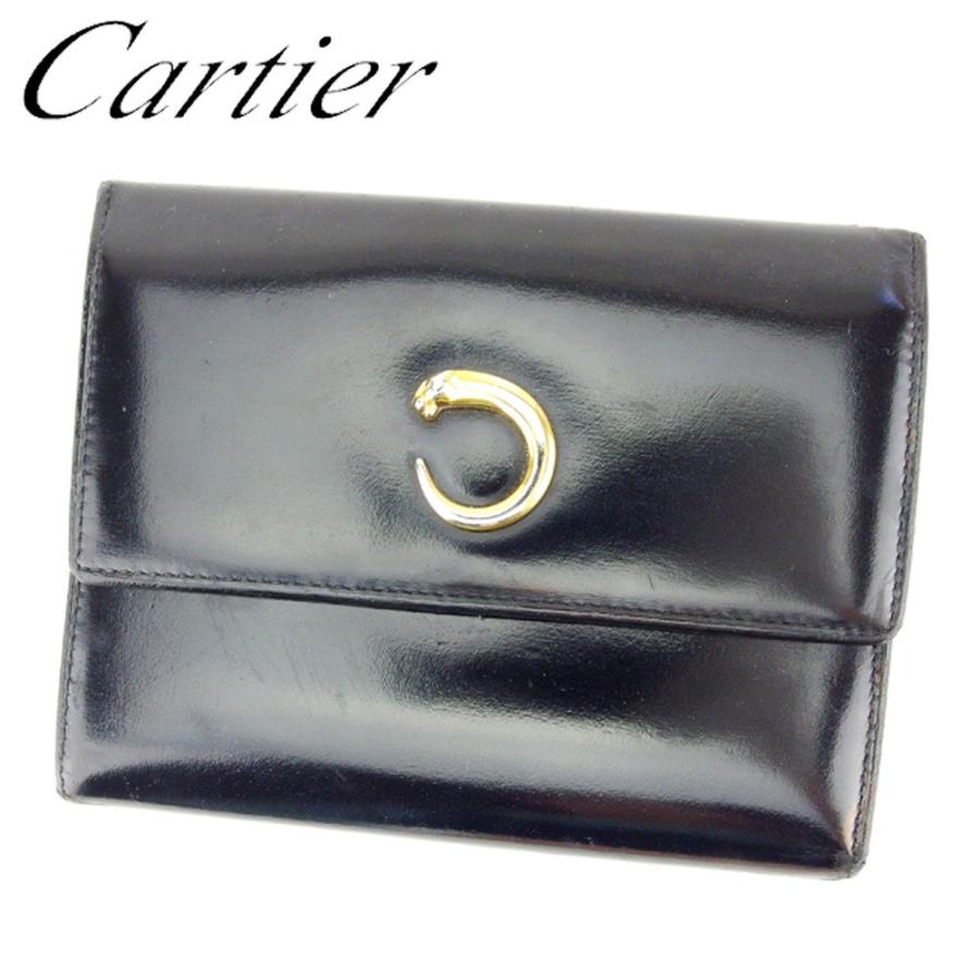 Cartier（カルティエ） 三つ折り 財布 レディース パンテール ブラック