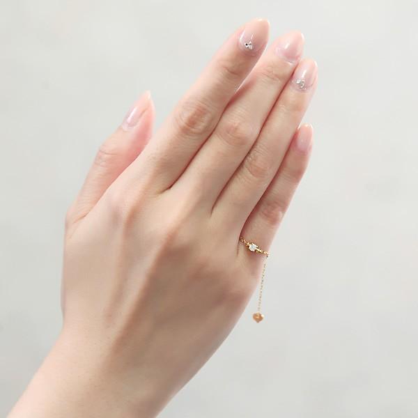 K18チェーンリング 指輪 ピンキーリング 一粒ダイヤモンド 0.1ct