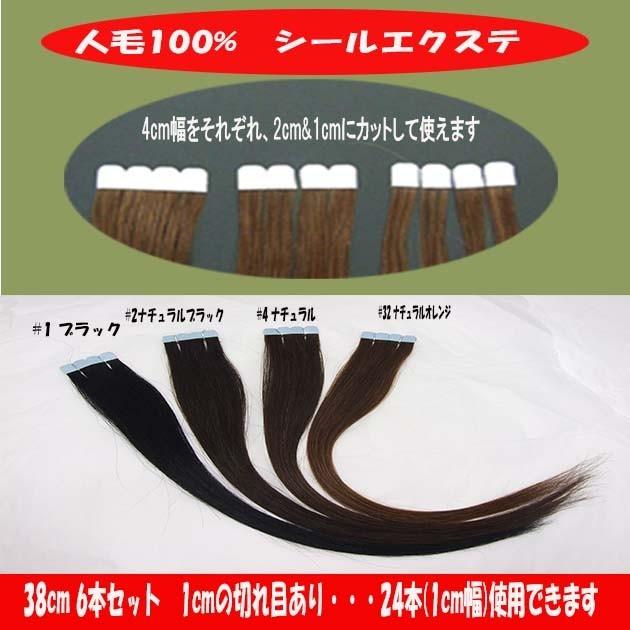 シールエクステ 人毛100% 38cm 6本セット（1本約2.4g） sl-039
