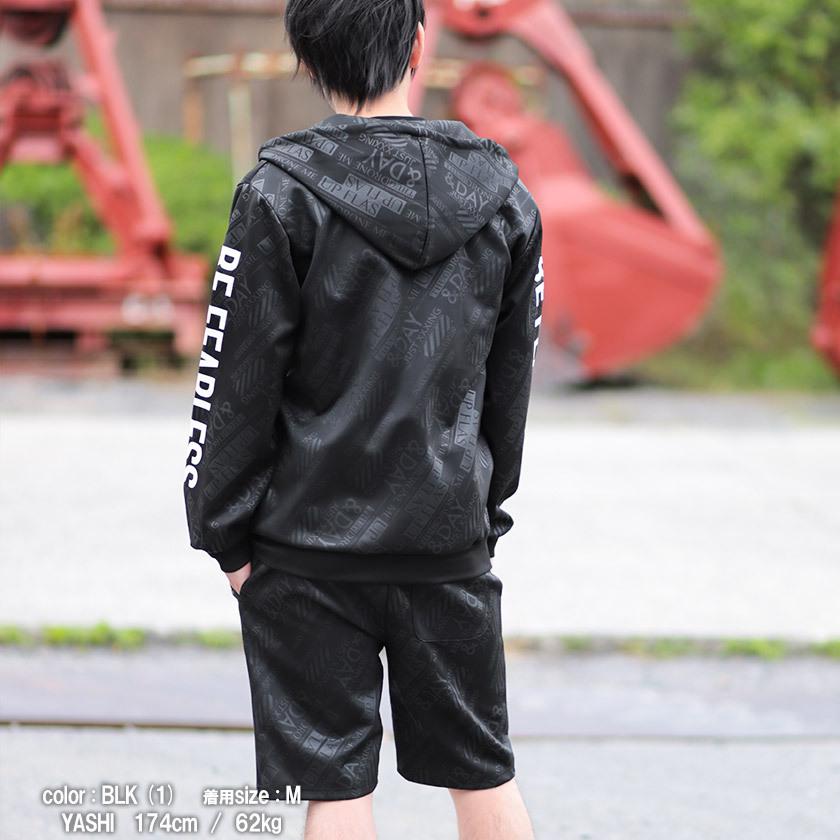セットアップ メンズ ジップパーカー ショートパンツ ジャージ 総柄