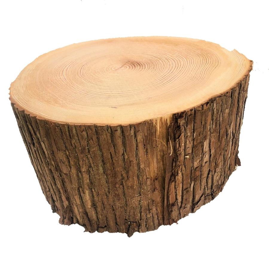 川島材木店 杉切り株 高さ35cm 直径約35cm 皮つき 薪割り台 丸太椅子