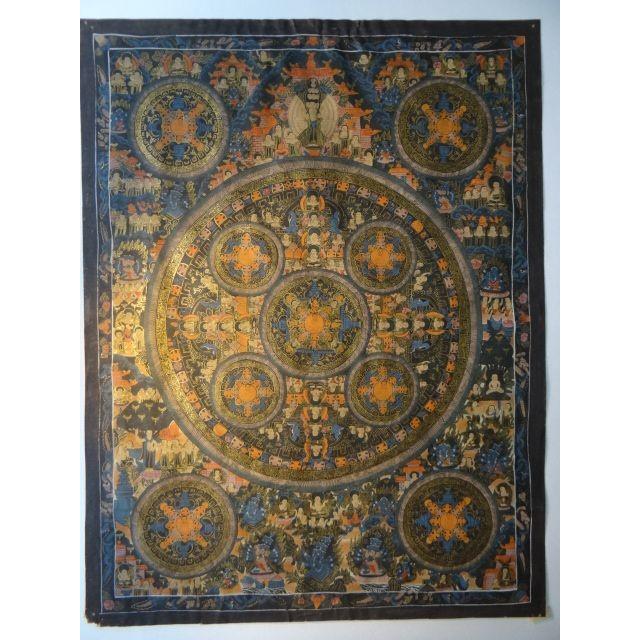 タンカ 曼荼羅 マンダラ ブッダ 仏陀 47×61cm 仏画 チベット 手描き