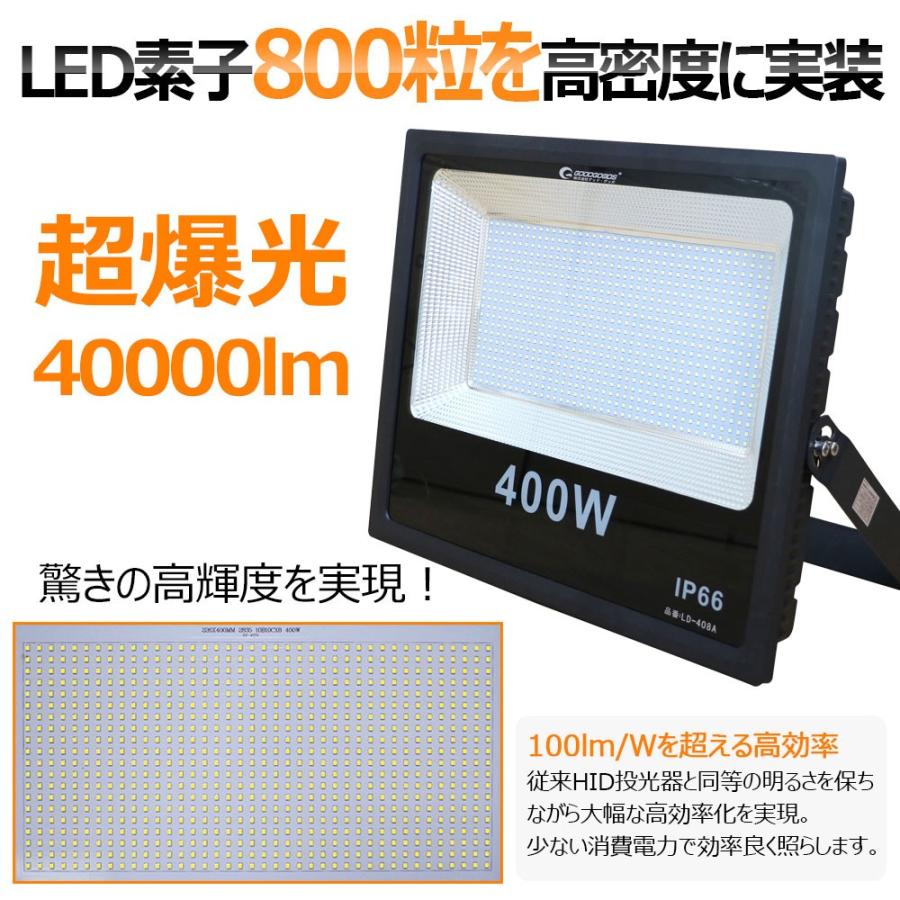 GOODGOODS（グッド・グッズ） LED投光器 400w 40000lm 4000w相当 屋外