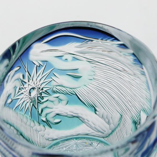 江戸切子 ミニロックグラス 龍 但野硝子 切子グラス 父の日 還暦祝い