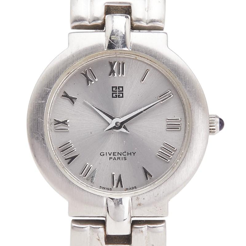 ジバンシー ラウンド 腕時計 クオーツ シルバー文字盤 ステンレス