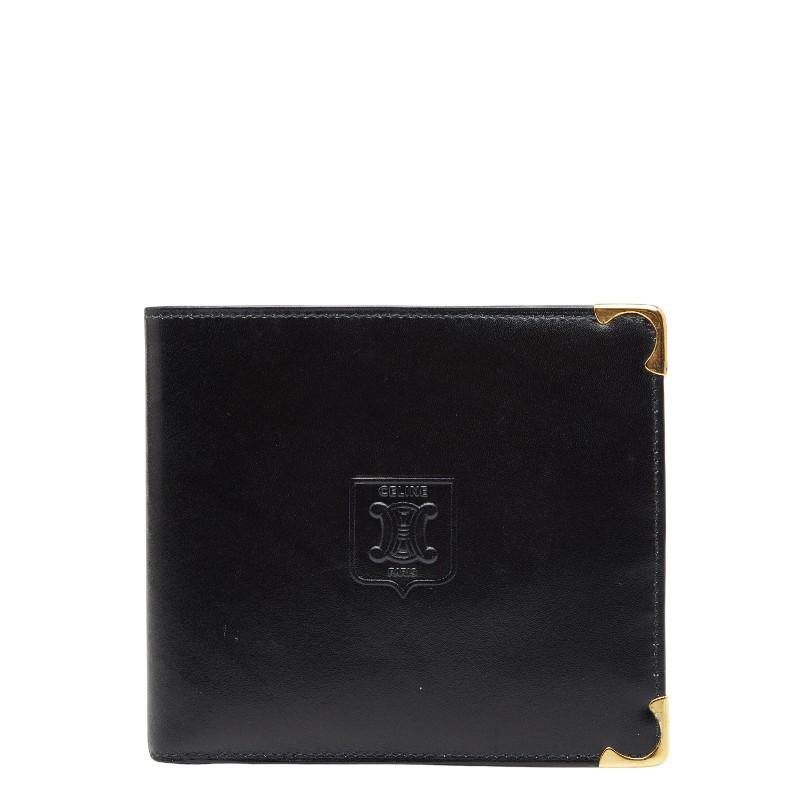 CELINE（セリーヌ） マカダム 二つ折り財布 ブラック レザー メンズ