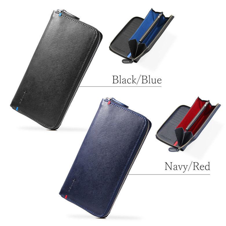 長財布 財布 メンズ 黒 ネイビー カード20枚 ブラック ラウンド