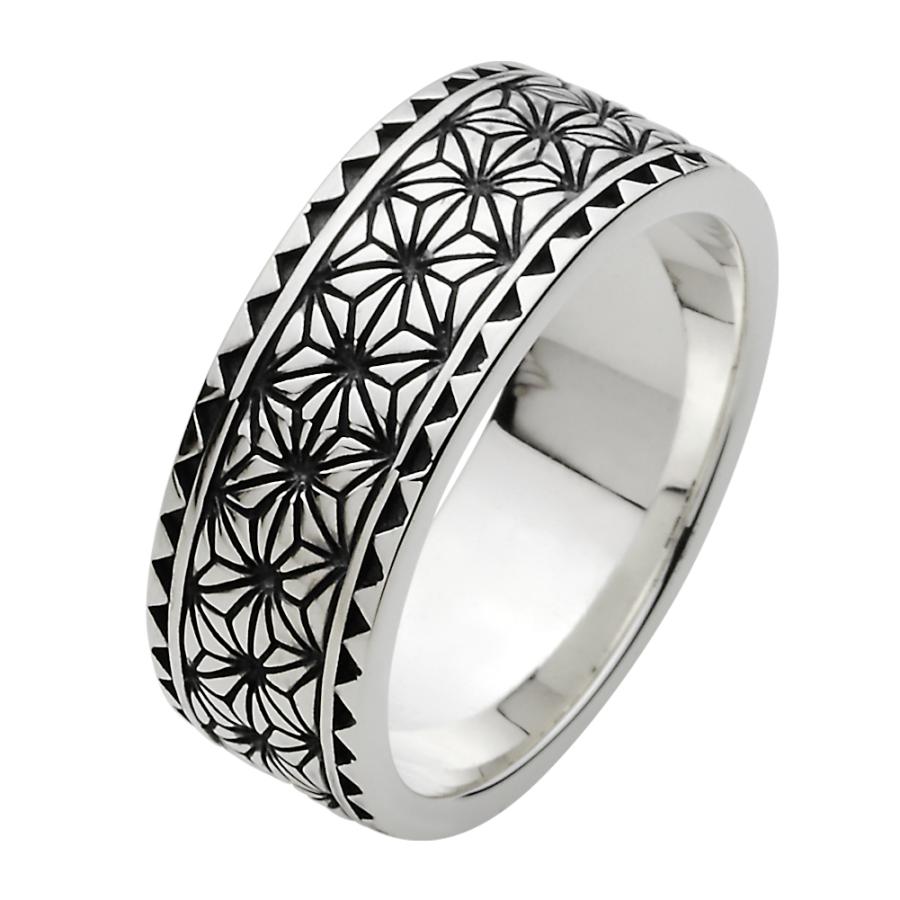 シルバーリング 指輪 メンズ 麻の葉模様 和風 和柄 日本 オリエンタル