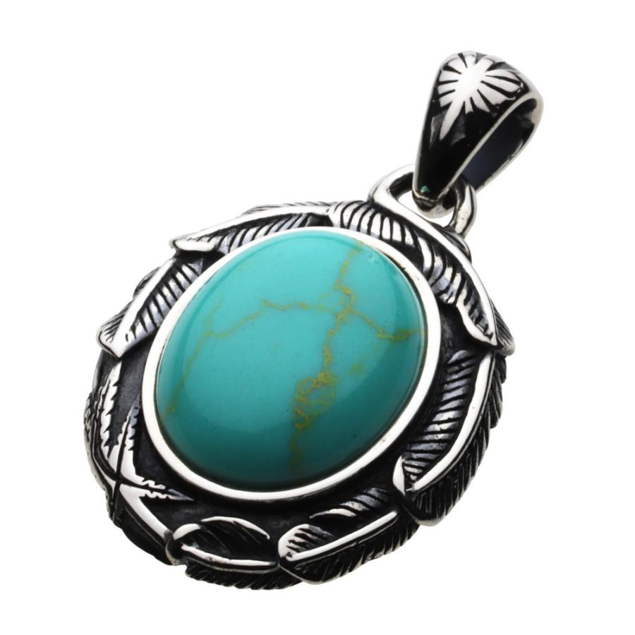 ターコイズ シルバーペンダント メンズ フェザー 羽 ネイティブ