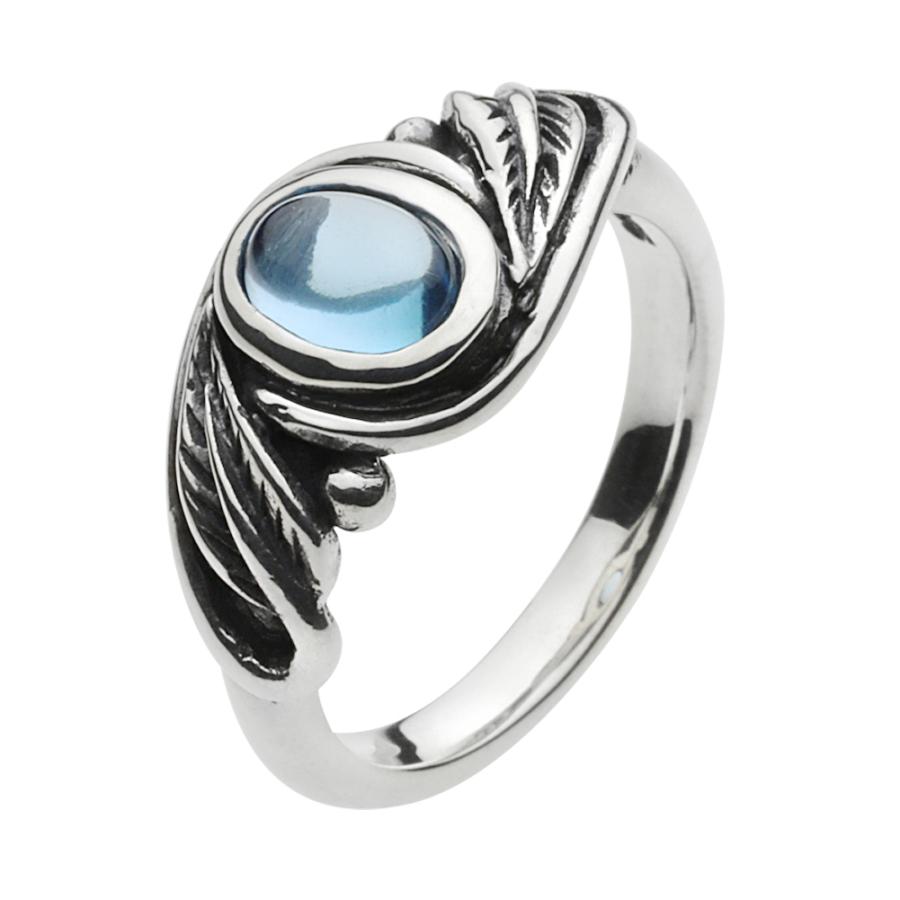 ブルートパーズ シルバーリング 指輪 レディース リーフ 葉 青 石