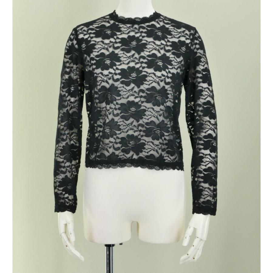 フラダンス フリル総レース ブラウス ブラック M 2344bM : emika