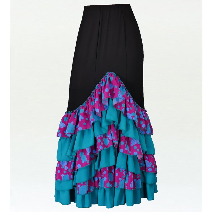 フラメンコ ローズ&水玉 フリル マーメイド ファルダ スカート