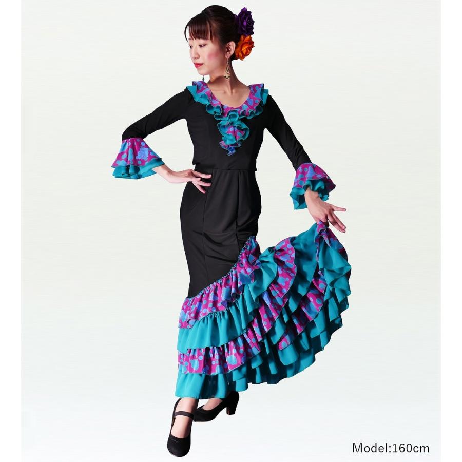フラメンコ ローズ&水玉 フリル マーメイド ファルダ スカート