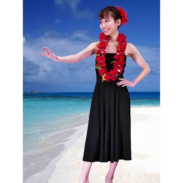 フラダンス無地 2way フレアワンピース（スカート） ブラック Fサイズ