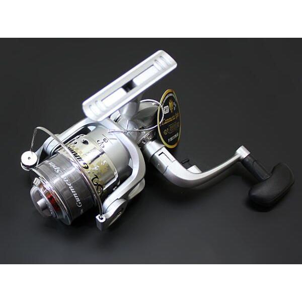 スピニングリール 4000 ライン付き シルバー ガンメタスピン : エナ