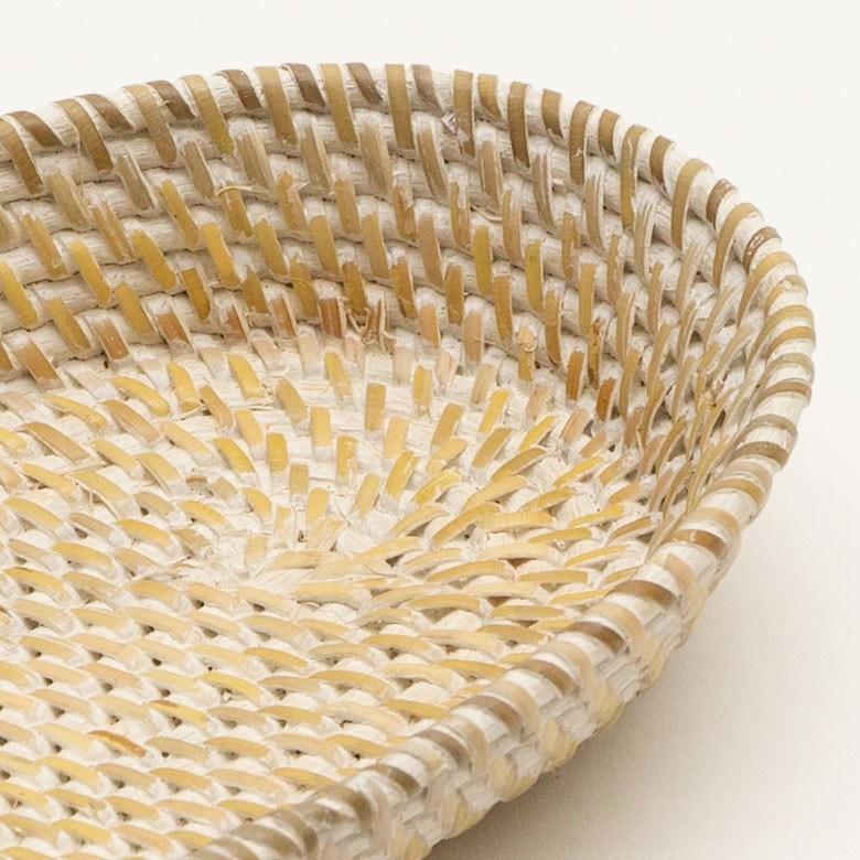トレイ ラタン製 ホワイトウォッシュ 楕円形 かごバスケット