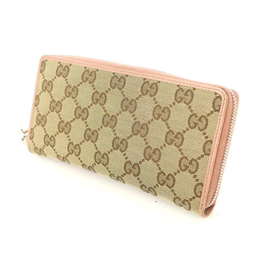 グッチ GUCCI GGキャンバス ピンク ラウンドファスナー長財布 長財布