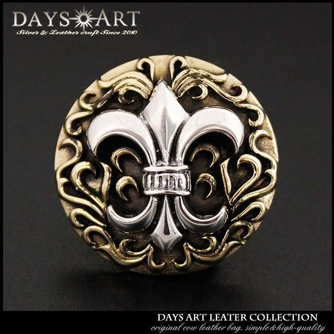 コンチョ ネジ式 シルバー925 ブラス製 パーツ ユリ : 革財布