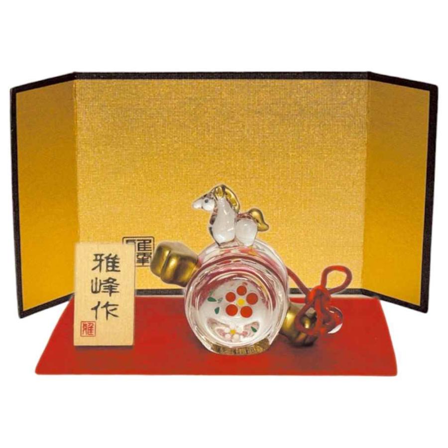 干支 午 置物 馬 うま 2026年/ ビードロ錦彩 福午（小槌） /粗品 販促