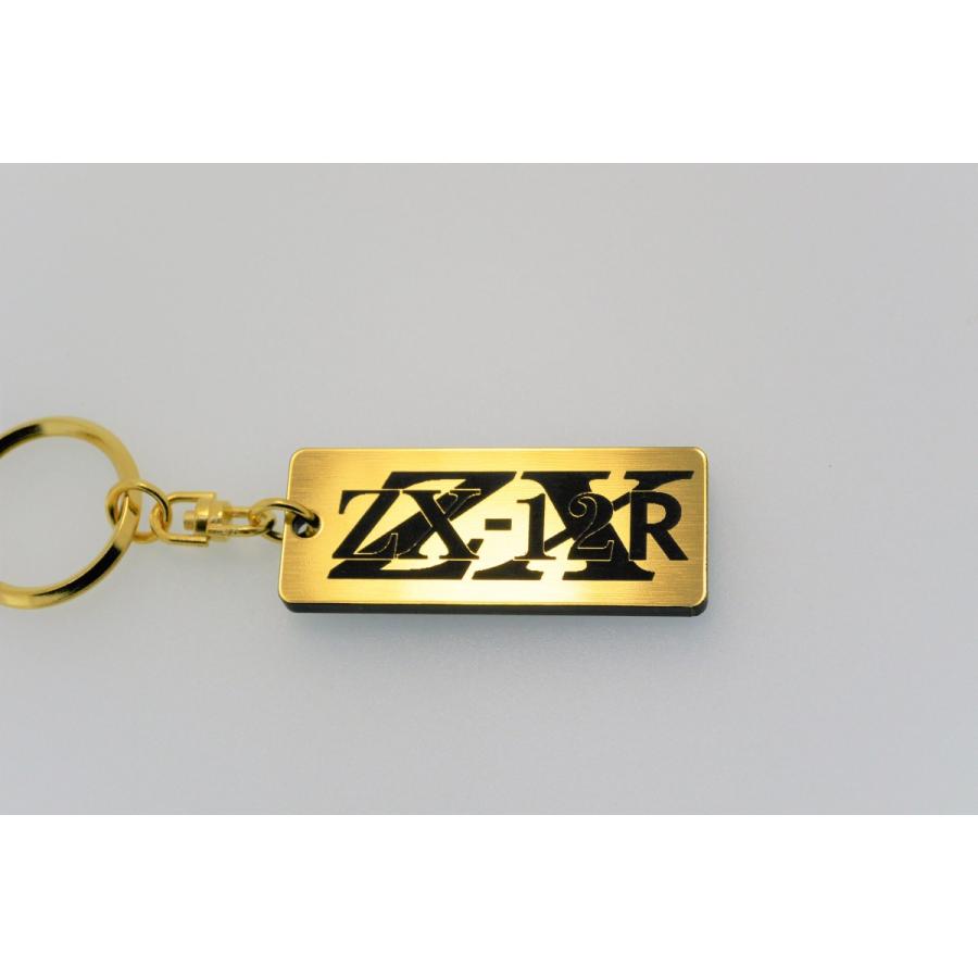 A-115-1 ZX-12R 2層アクリル製 金黒 2重リング キーホルダー A型 B型