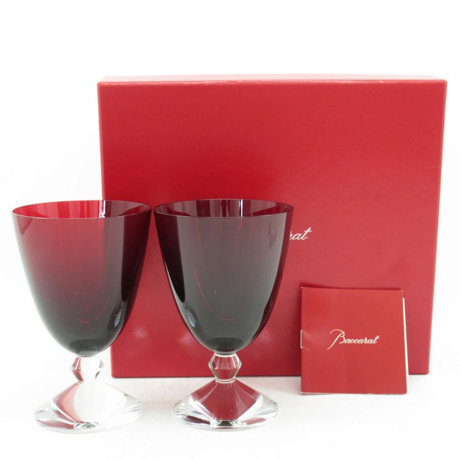 バカラ（Baccarat） ベガ スモールグラス レッド ペアセット 箱付き