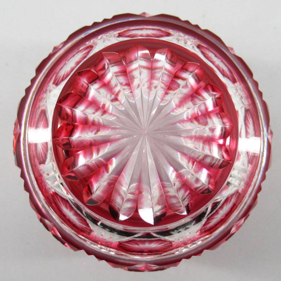 黒木国昭作 猪口 薩摩切子 ぐい呑み 青被せガラス 共箱付 江戸切子