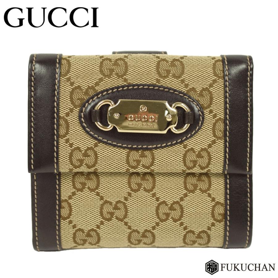 GUCCI/グッチ GGキャンバスWホック二つ折り財布145747中古≪送料無料
