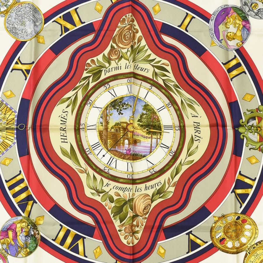 HERMES（エルメス） スカーフ カレ90 parmi les fleurs je compt 花の