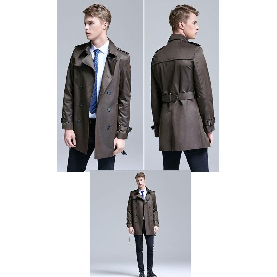 トレンチコート メンズ 男性用 ベルト付 コート 欧米風 黒 紳士