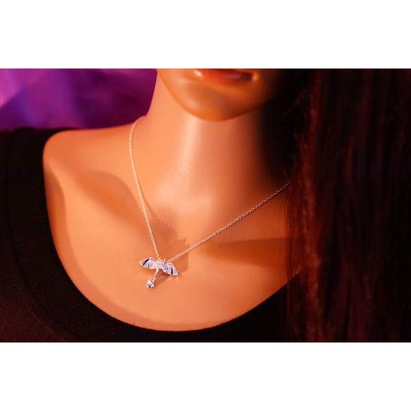 ハート 羽 フェザー 悪魔 デビル ネックレス ペンダント クリア