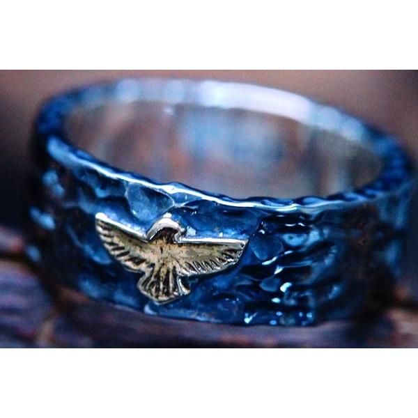 Indian Jewelry K18(18金) イーグル(鷲)ワンポイント装飾 表面打ち出し