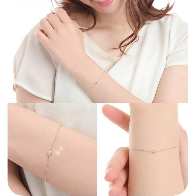 ダイヤモンド ハート ブレスレット K10 ピンク ゴールド