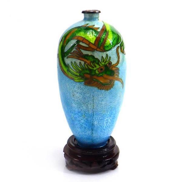 一輪挿し 花瓶 おしゃれ 七宝焼き 七宝焼 昭和レトロ インテリア 龍の