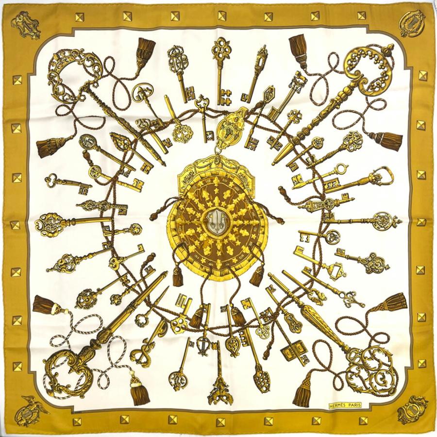 HERMES（エルメス） スカーフ カレ90 90cm シルク 100％ LES CLES THE