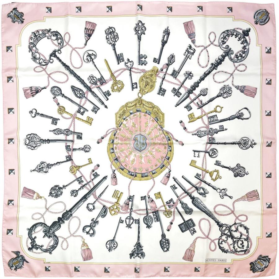HERMES（エルメス） スカーフ カレ90 90cm シルク 100％ LES CLES 鍵