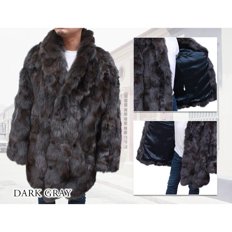 毛皮コート ファーコート フォックスコート メンズ : 本革 レザー 革