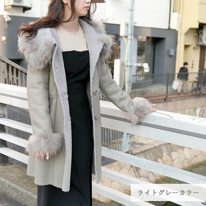 ムートンコート レディース 本革 ラム ダブルフェイス ロングコート